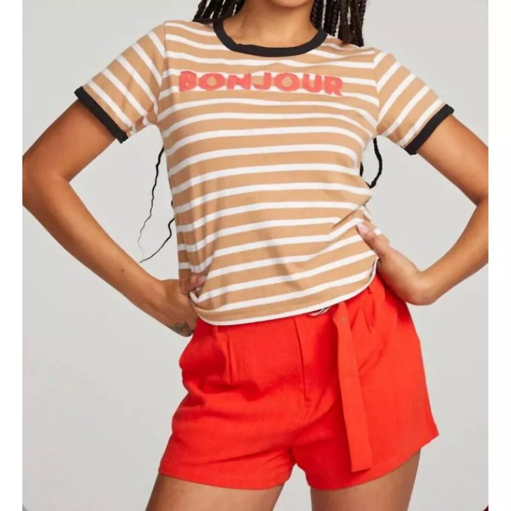 NWT Chaser Brand Los Angeles Women's BONJOUR T-Shirt Tee Yacht Life Sailing Boat